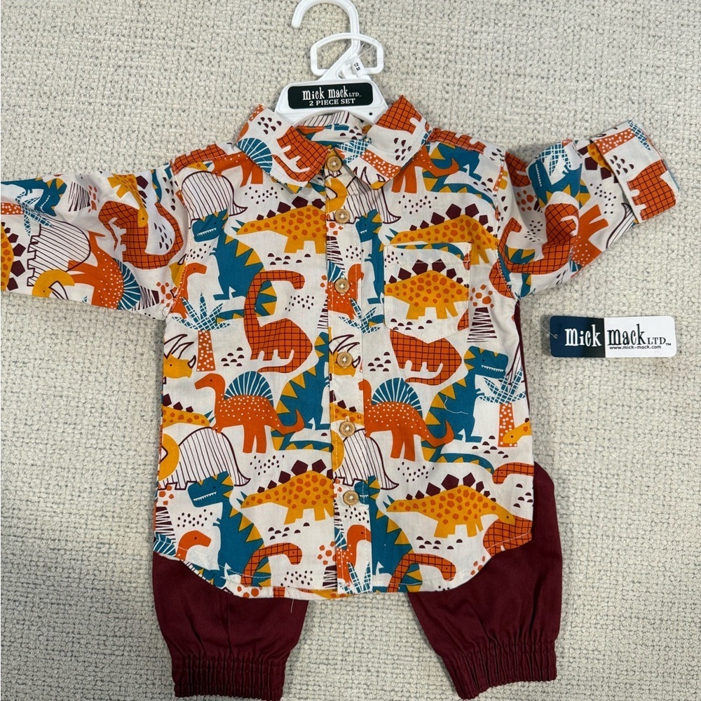 Mick Mack Dinosaur Print Baby Outfit
